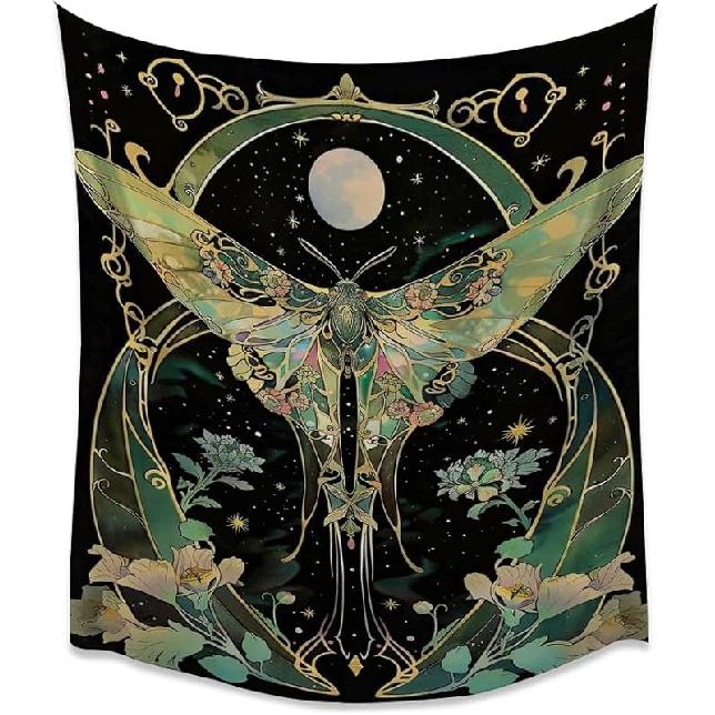 BZWAPQ Gothic Botanical Moth Aesthetic Tapestry Dark Academia Woodland Butterflies Tapestries Moody Vintage Forest Artwork Aesthetic Wall Hanging 30x40inch