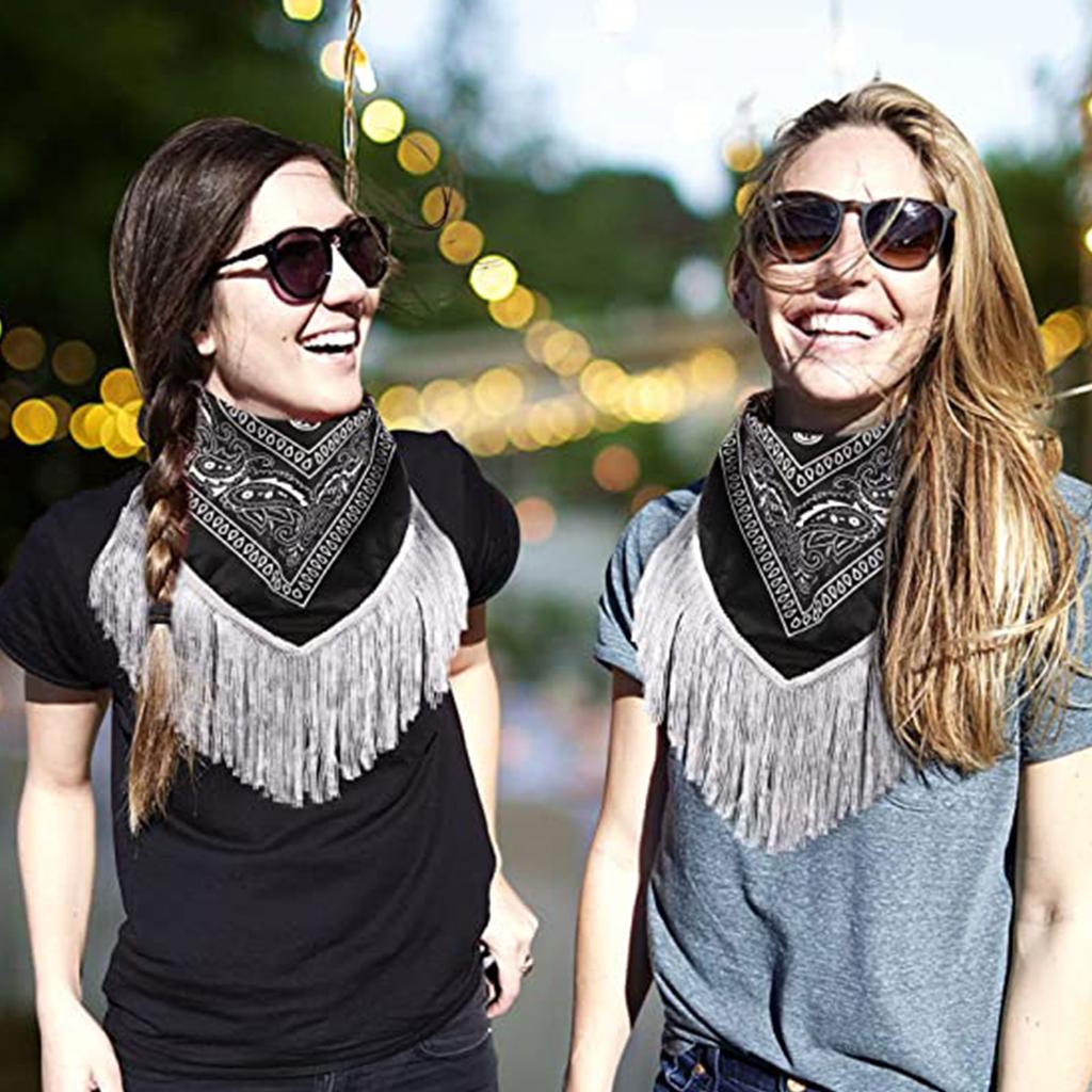 Cowgirl Bandanas Sequin Bachelorette Bandanas Disco Fashion Neckerchief Bandanas Cowgirl Bachelorette Fringe Bandanas