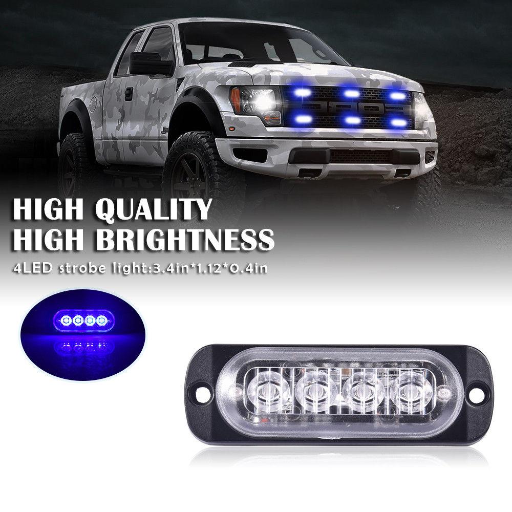 2PCS 12-24V Amber Strobe Side Warning Light 4 Led Grill Flashing Lightbar Breakdown Emergency Light for Truck Trailer LED Light