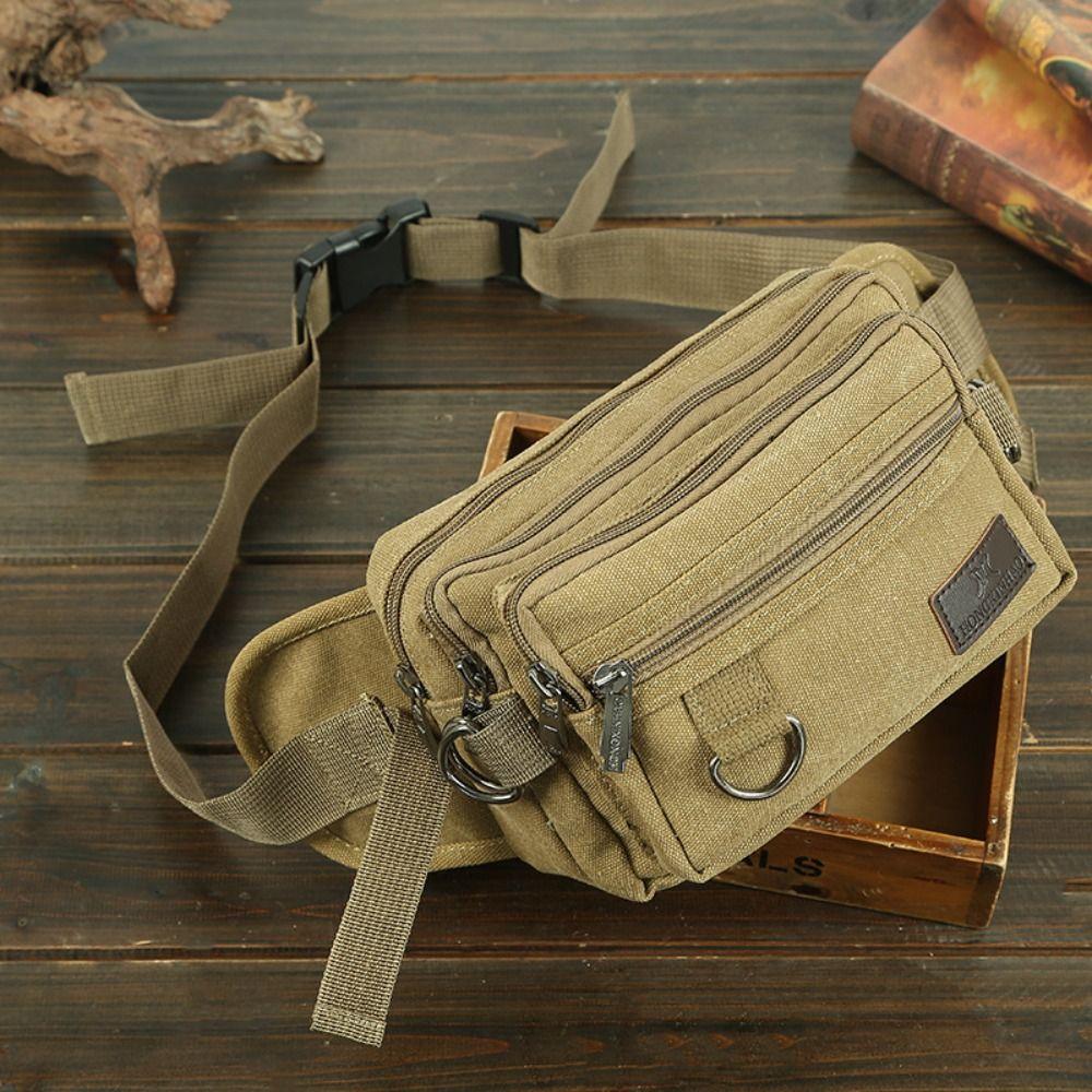 Multi-Function Multilayer Waist Packs Large Capacity Fanny Pack Casual Canvas Chest Bag  Unisex