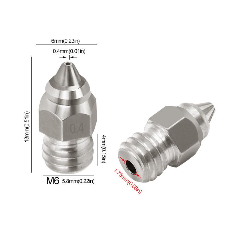 1.75mm Stainless Steel Brass Nozzle for 3D Printer