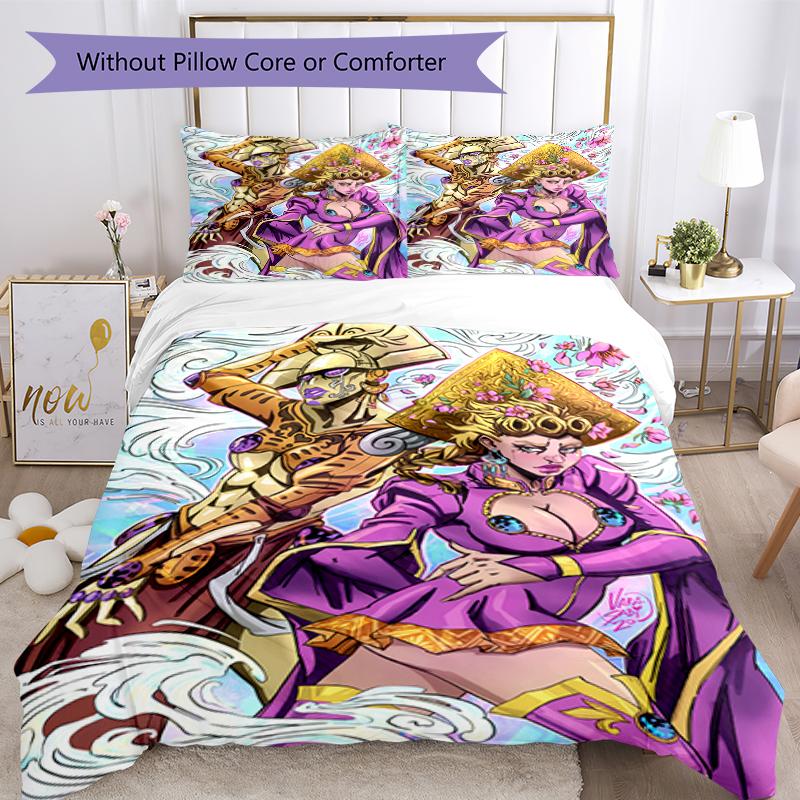 3pcs JoJo's Bizarre Adventure1 pattern bedding set duvet cover set includes duvet cover &pillowcases, perfect all season bedroom decoration & gift