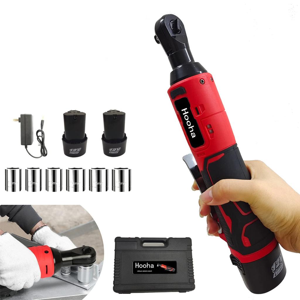 Hooha Rechargeable Ratchet Electric Ratchet 12V Max Torque 2 Infinitely Variable Load LED Tire Auto Nut Bolt Vehicle Stage Tire 6 Impact Storage