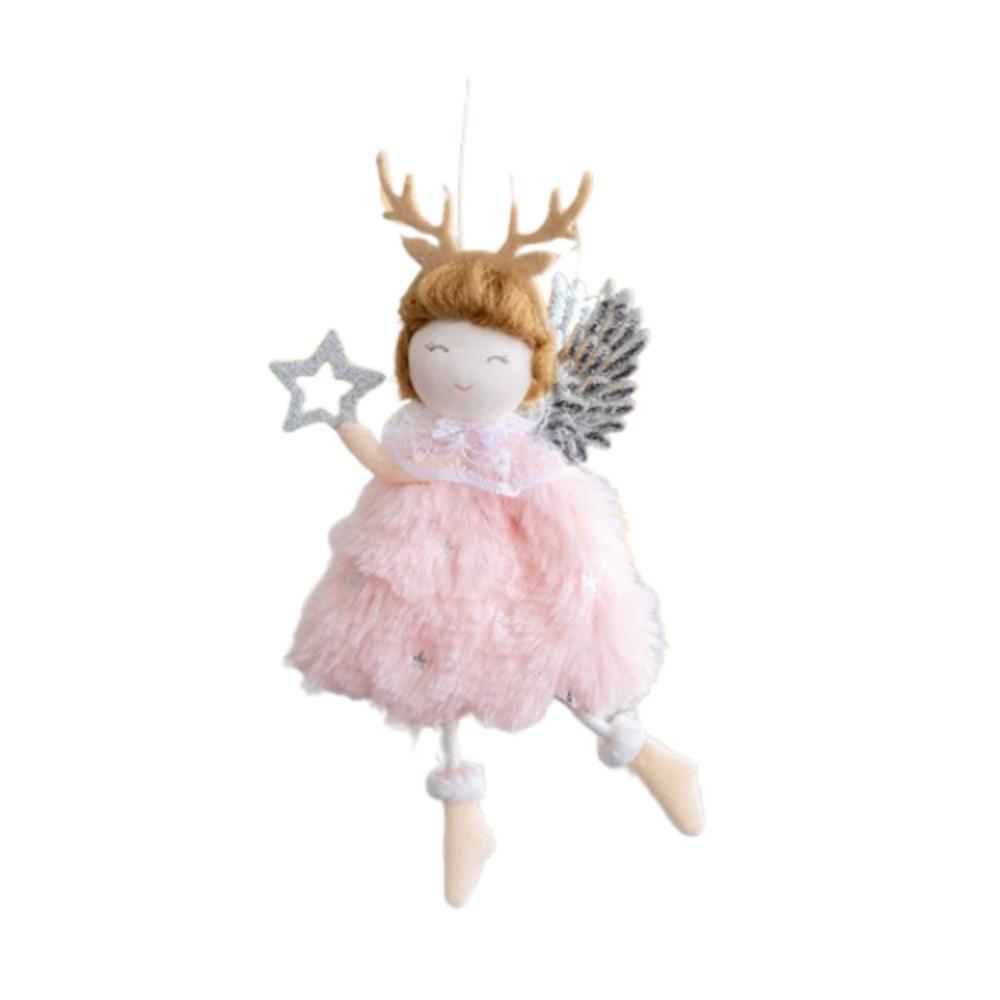 2pcs Soft Wings Angel Girl Pendant Plush Xmas Tree Hanging Decorations  Party Favors