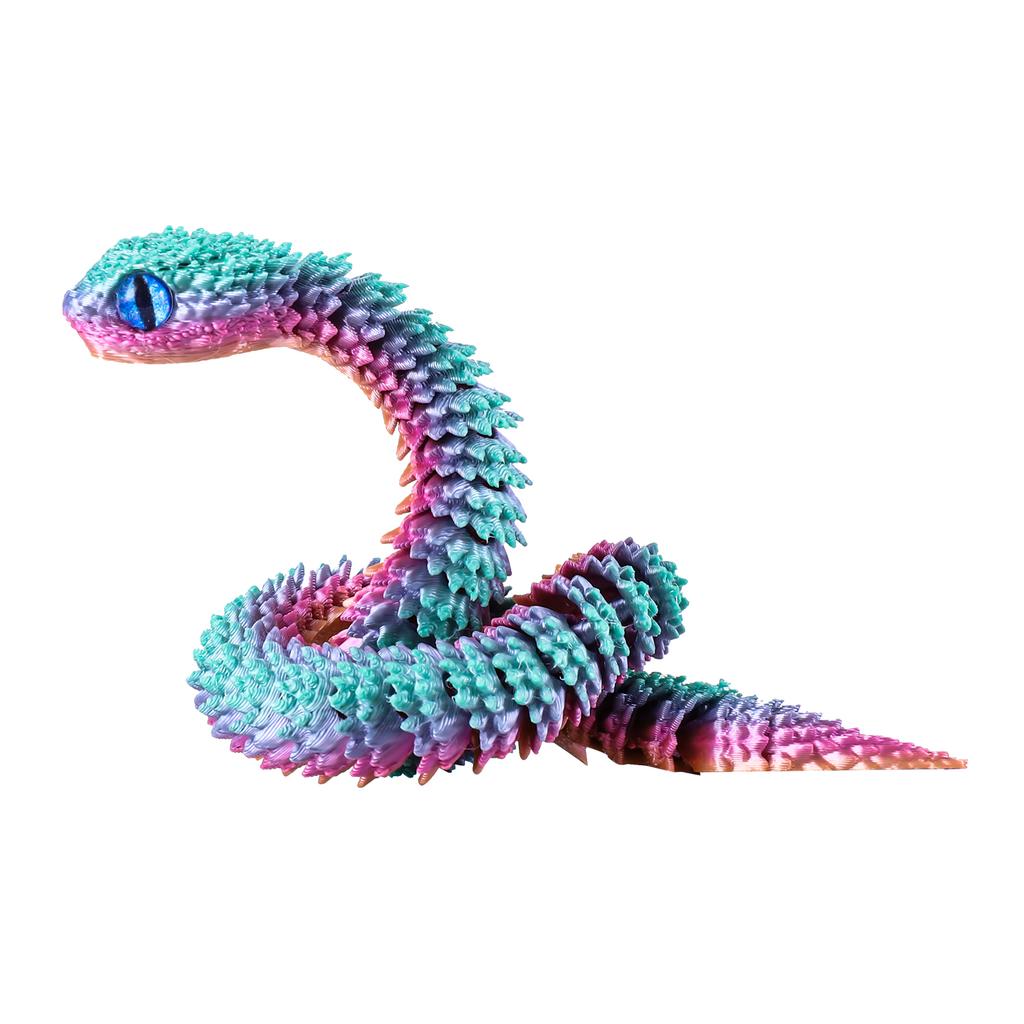 3D Printed Flexible Snake Toy 30Cm- Movable Joints, Adhd Fidget Desk Pet, Realistic Animal Figurine For Home Office Decor & Gift