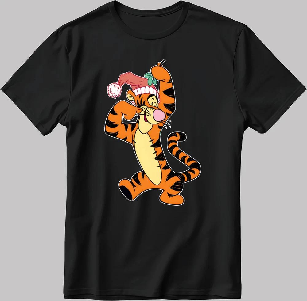 Winnie The Pooh Funny Tigers Chirstmas Hat Black TShirt S