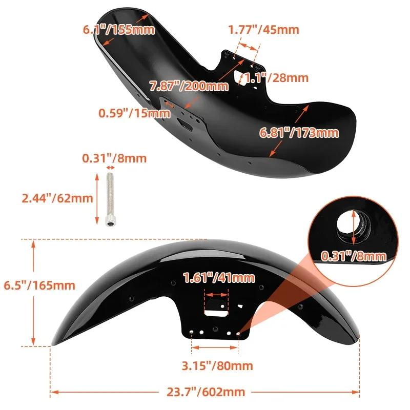 Gloss Black Motorcycle Front Fender Mudguard Steel Protector Cover For Harley Touring Road King Electra Street Glide 2014-2025