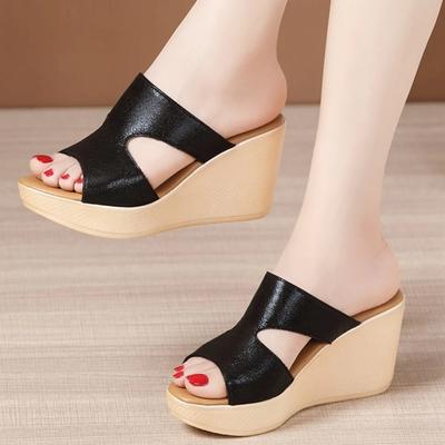 2024 sommer Frauen Keile Hausschuhe Plattform Schuhe für Frauen High Heels Leder Slides Frau Sandalen Damen Schuhe Zapatos De Mujer