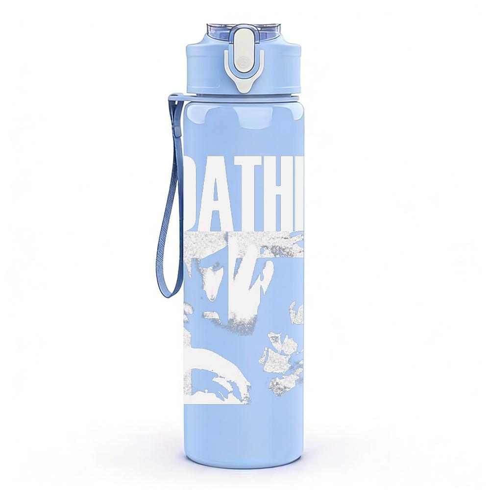 1PC Faint line abstract sketch print 750ml colorful plastic sports water bottle leakproof pop up lid with straw for outdoor work home use