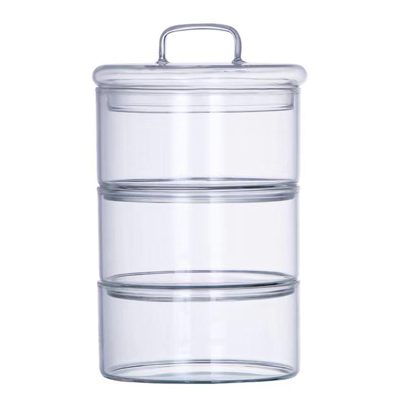 Transparent Glass Salad Bowl & High Borosilicate Storage Jar for Fruits and Snacks