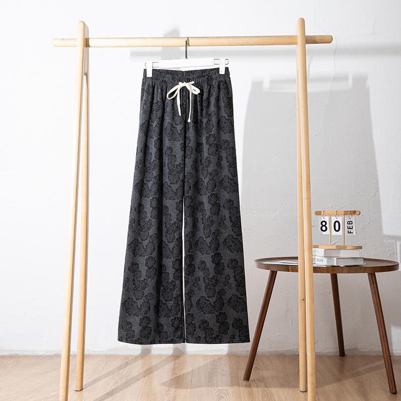 

Женские ретро брюки с эластичной талией и широкими штанинами - 2025 Осень/Зима Повседневные брюки с принтом One Size