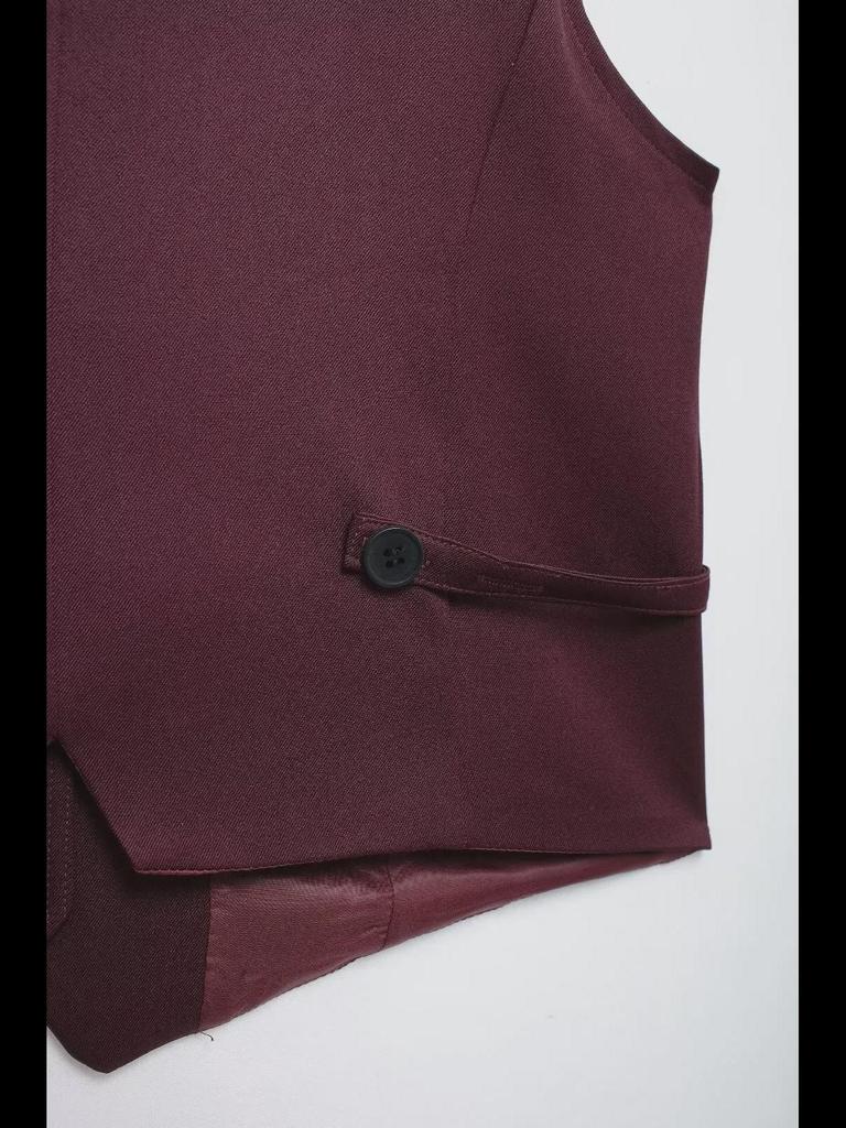 Sleeveless Slim Vest & Wide-Leg Pants Women's Suit