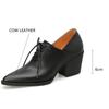 Fashion New Spring Genuine Leather Women Shoes Pointed Toe Women Pumps Fashion High Heel Loafers Shoes for Women Chunky Heel Shoes Black