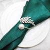 6Pcs Metal Napkin Rings Pearl Wheat Napkin Holder Fashion Napkin Buckle  for Wedding Birthday Party