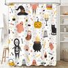 Halloween-themed Shower Curtain with Witch Hat Patterns for Home Decor In Bathroom Accessories White 75x180cm #364292