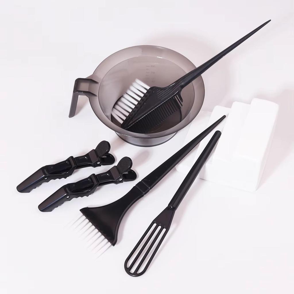 6pcs salon hair dyeing set, hair brush, dyeing bowl, styling hair clip, mixing rod, for household and salon hair styling