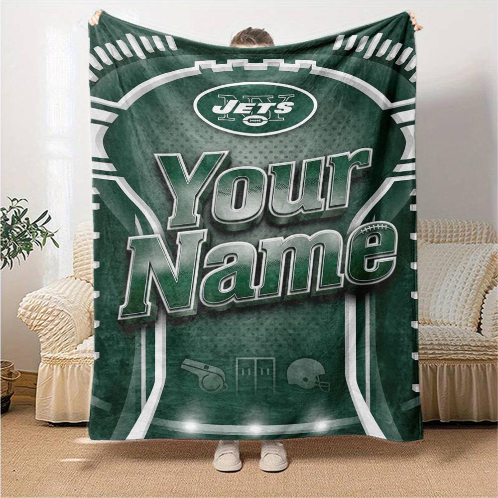 Name Custom New York Jets Print Flannel Blanket High Quality Warm Comfortable Cover for All Seasons Perfect for Gifts Home Decor