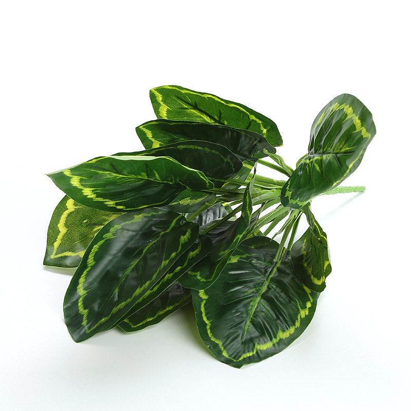 Artificial Pothos & Monstera Leaves Wall Decor for Living Room - Small Potted Greenery Arrangement