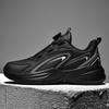 Spring and autumn new waterproof leather sneakers men's rotating buttons free of shoelaces non-slip large size youth running