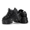 Woman Sneakers New Punk Style Women Shoes Gothic Ankle Rock Boots Lace-Up Heel Height Platform Shoes Woman Metal Decor