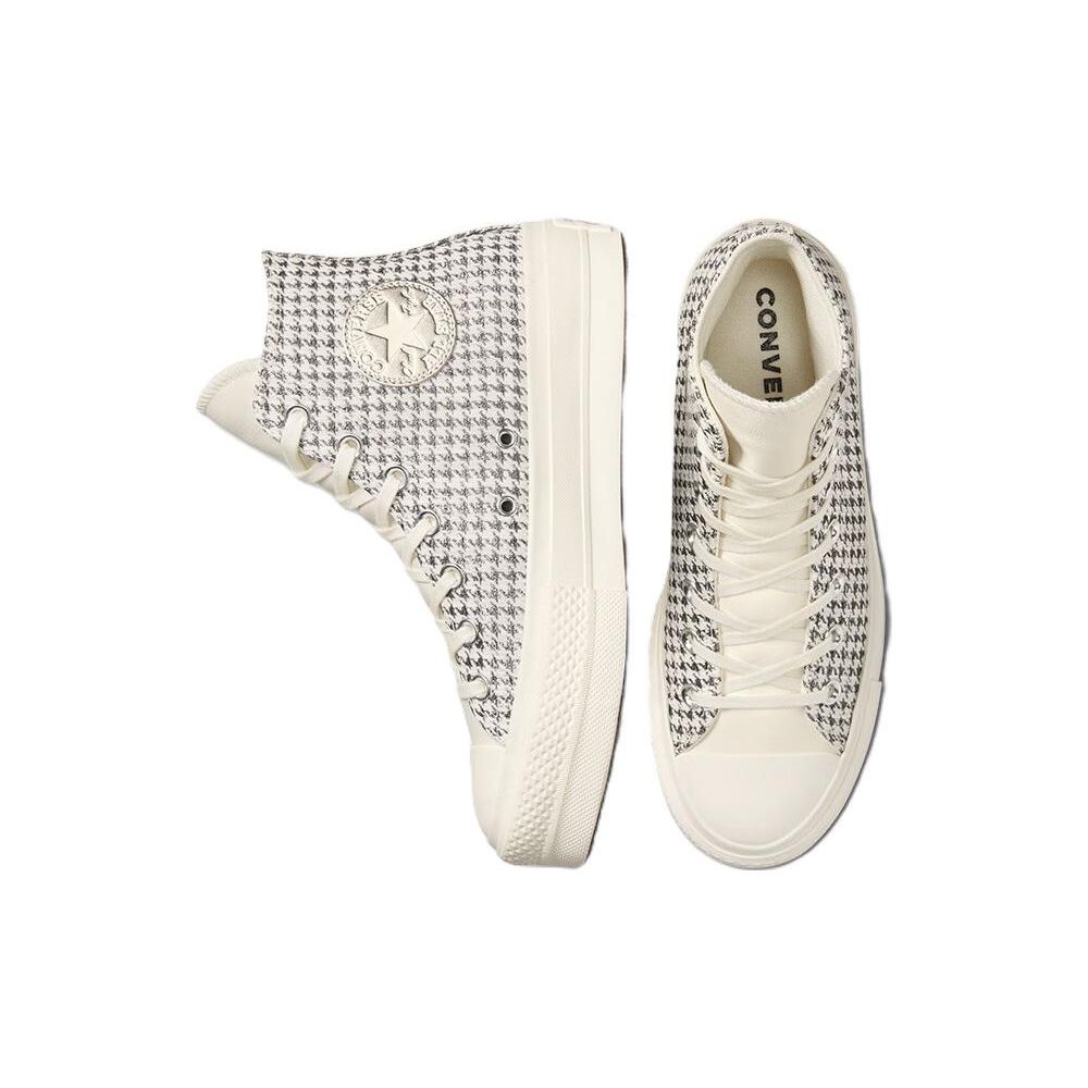 Converse Chuck Taylor All Star Lift Platform High Pepita Glanz - Egret Reinsilber Damen Sneaker Creme A04276C