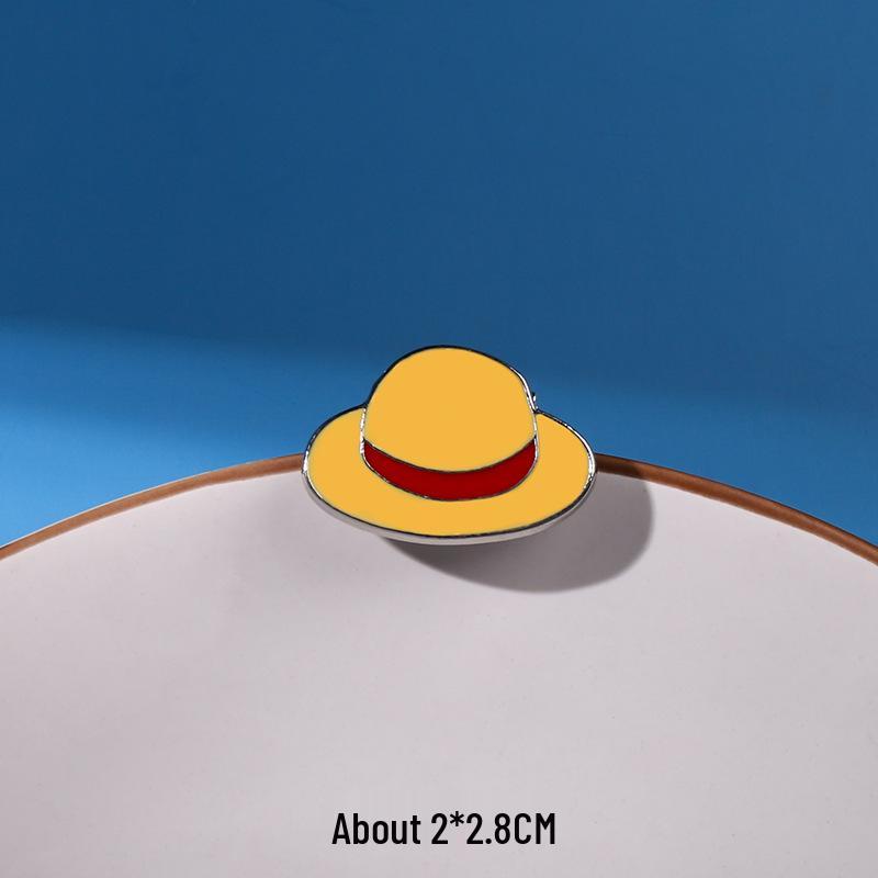 One Piece Luffy Straw Hat Brooch: Cute Cartoon Pin for Students & Fans