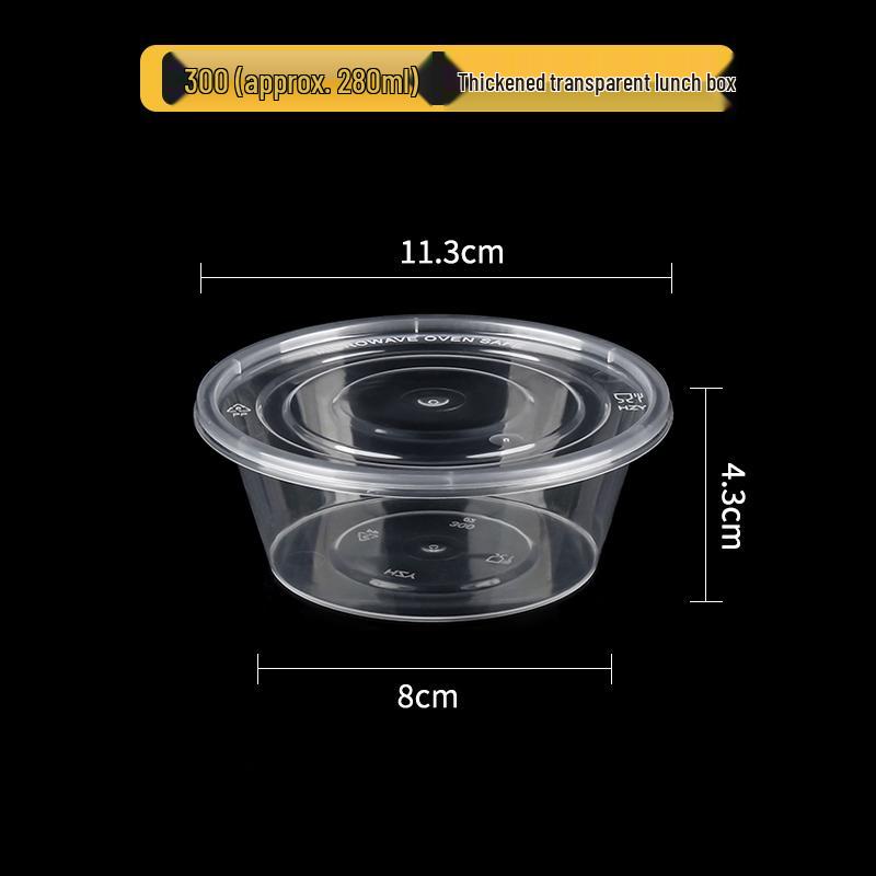 Disposable Transparent Food-Grade Round Takeaway Box for Salad, Bento, or Rice - High Temperature Resistant