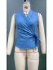 European-American Style Sleeveless Summer 2025 Slim Fit Tie-Up Cardigan Blouse for Women
