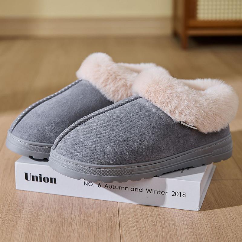 Fashion Classic Faux Suede Plush Slippers Women Indoor Non Slip Warm Cotton Slippers Woman Winter Furry Platform Snow Boots Mujer