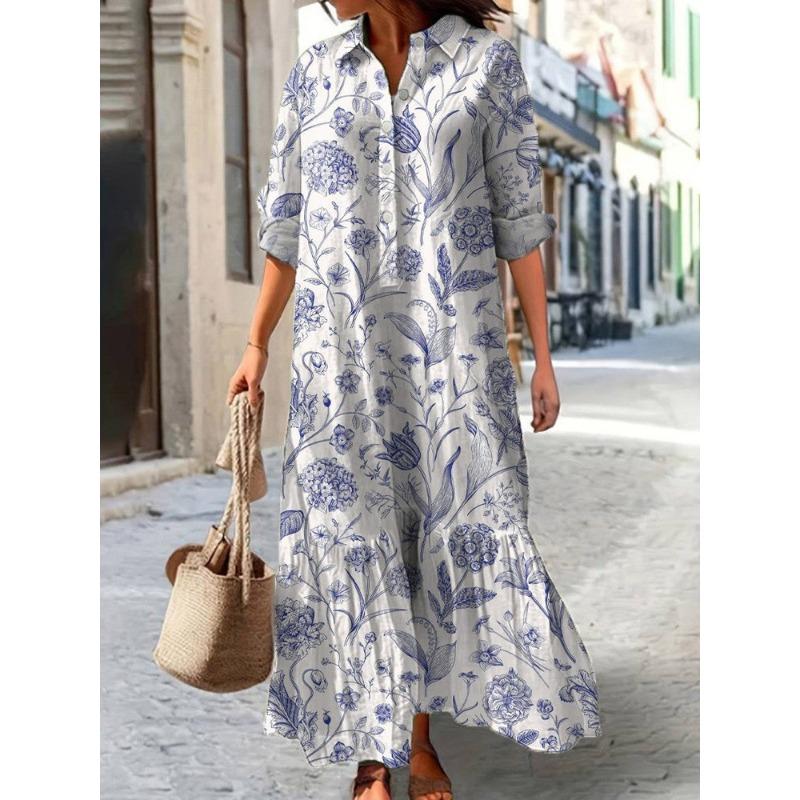 IHUASU Fashion Autumn Winter Long Sleeve POLO Neck Casual Dresses