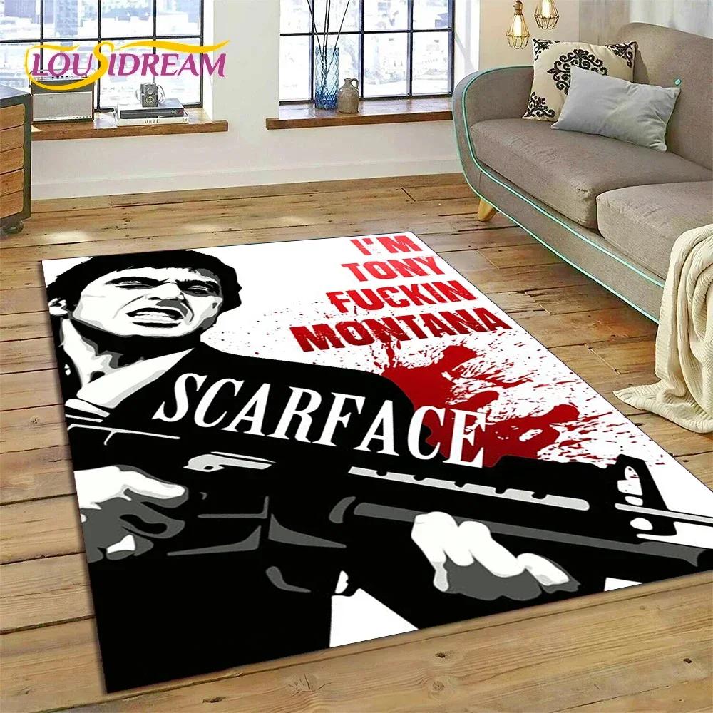 Scarface Tony 3D Printing Movie Carpet Rug for Bedroom Living Room Home Sofa Decoration,Children Game Large Decor Floor Mat Gift