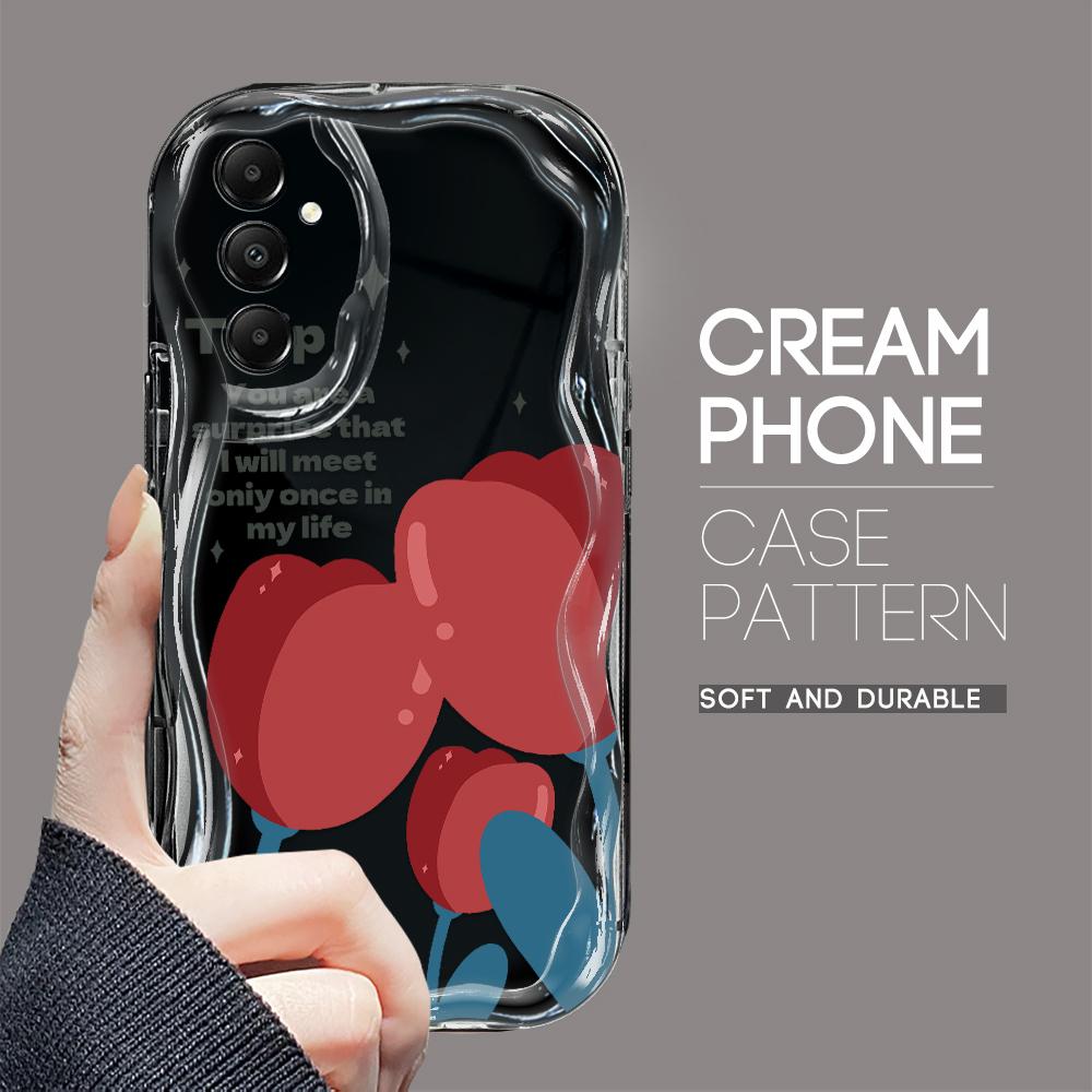 Cute Cartoon Pattern Cream Texture Casing Wavy Edge Soft Silicone Cover Phone Case for Samsung