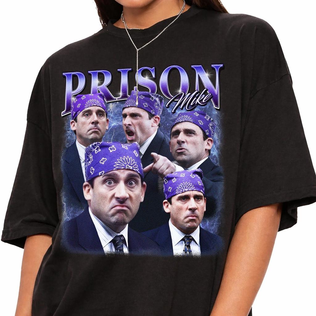Prison Mike Comfort Colors Shirt, The Office Retro 90s Graphic Tee, Vintage Michael Scott T-Shirt, Dunder Mifflin Merch, TV Show Fan Gift