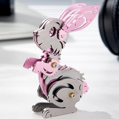 Puzzle 3D Lapin de Dessin Animé Modèle en Métal Kits de Construction pour Adultes Animaux Mécaniques Lapin du Zodiaque Puzzle DIY Jouet Cadeau
