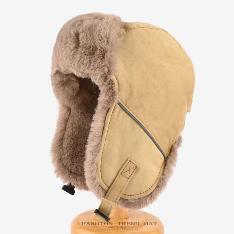 Winter Warm Fleece Lined Beanie Hat Men Women Outdoor Cycling Ear Protection Cap Solid Color Pilot Style