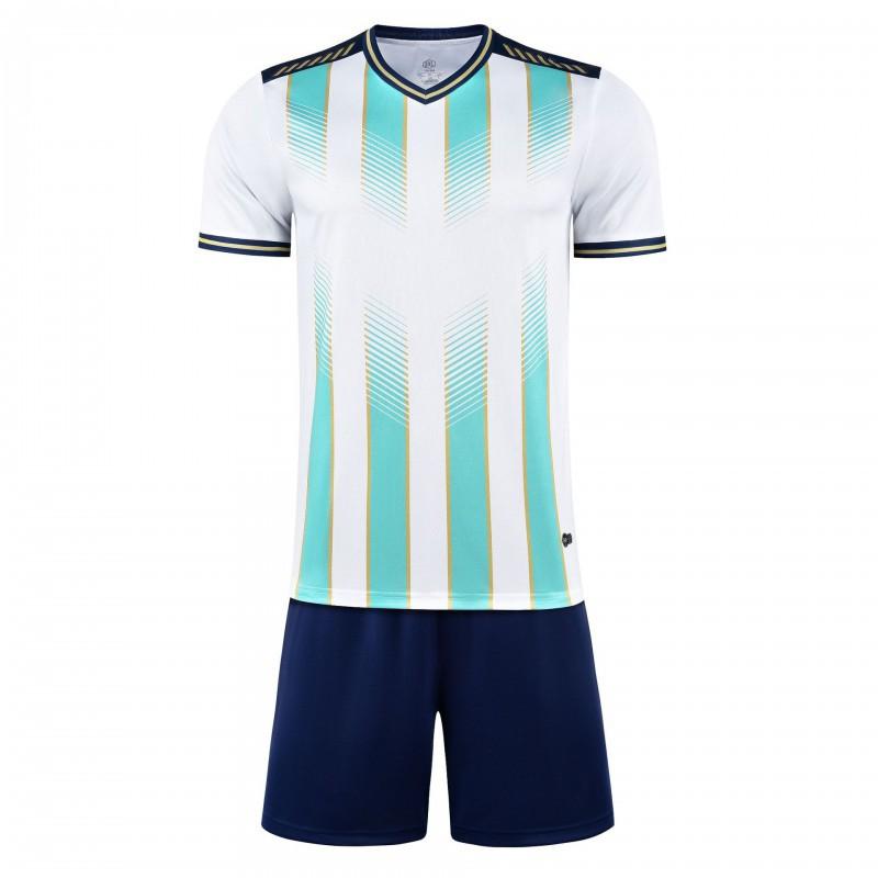

New Short-sleeved Striped Football Suit Multi-color Optional Quick-drying Breathable Sweat-absorbing Training Men Women Same Style Adults 2XS белый