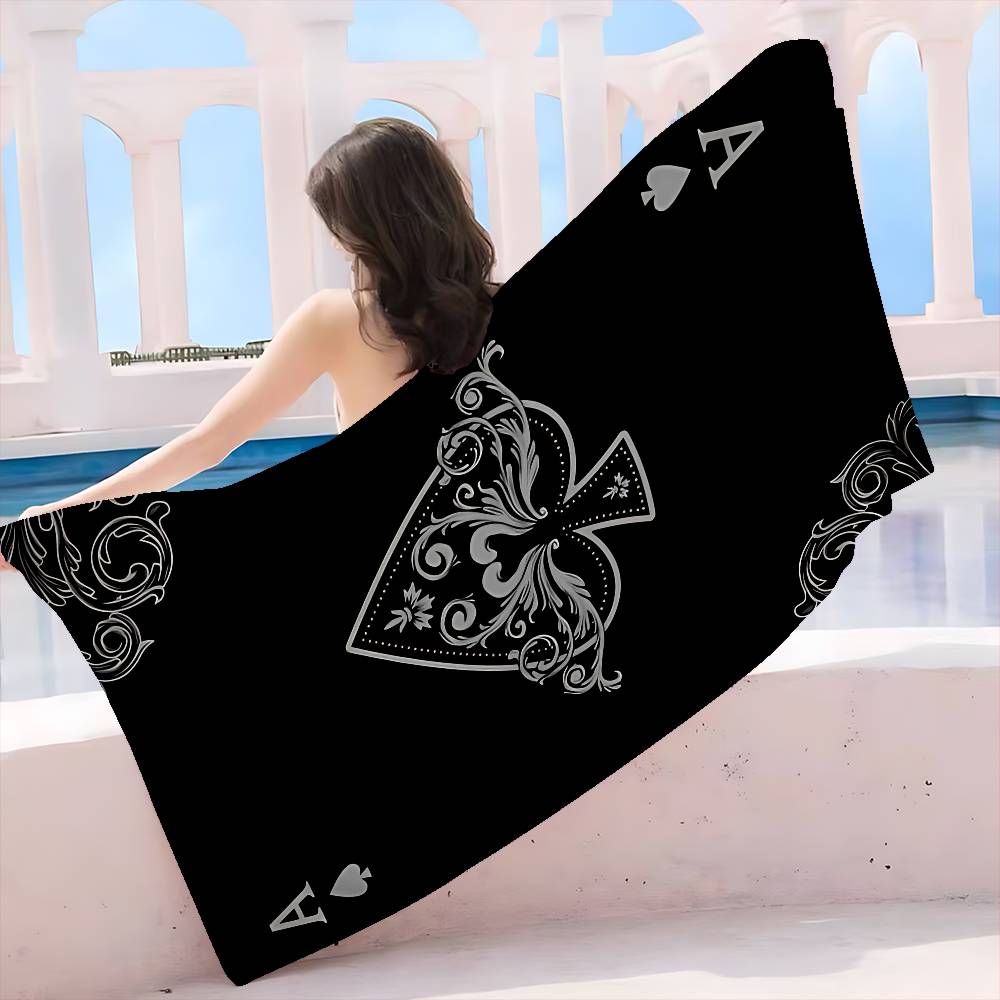Ace of Spade Microfiber Beach Towel Absorbent Quick Dry Soft Yoga Swimming Resort Mountain Climbing Towel