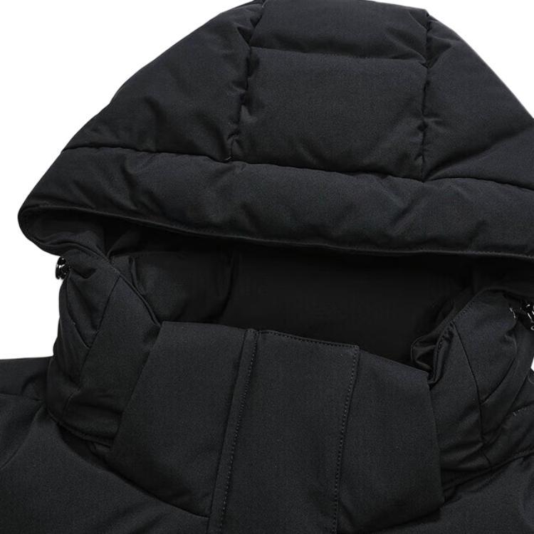 FILA Embroidered Logo Sports Mid-Length Hooded Down Jacket Women outerwear Black F51W249909F-BK