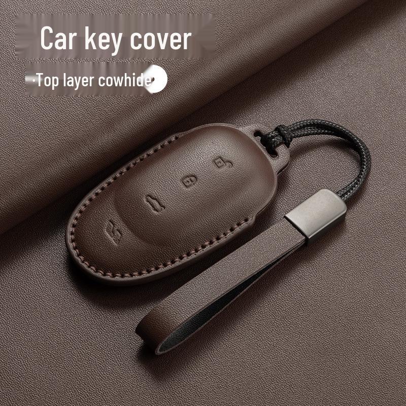 Key Protective Cover for Ideal L6-L9: Genuine Leather, Car Use, Keyring-Compatible Bag
