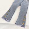Toddler Baby Girls Jeans Casual Elastic Waisted Flare Pants Cute Sweet Denim Jeans Bell Bottom Trousers with Pocket 3-8Y