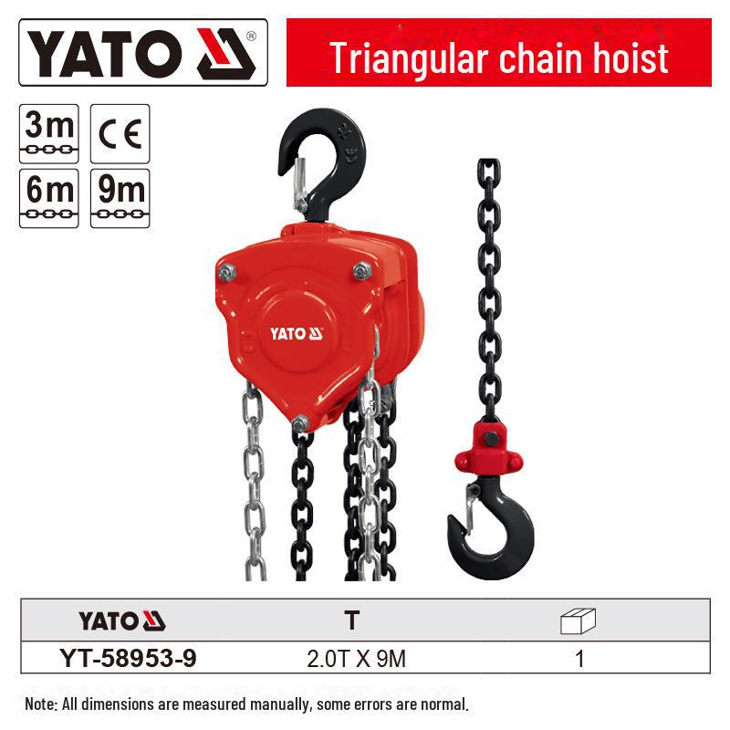 Yiertuo Manual Chain Lever Hoist, 1.5-9 Ton Capacity, 3-9 Meter Lift