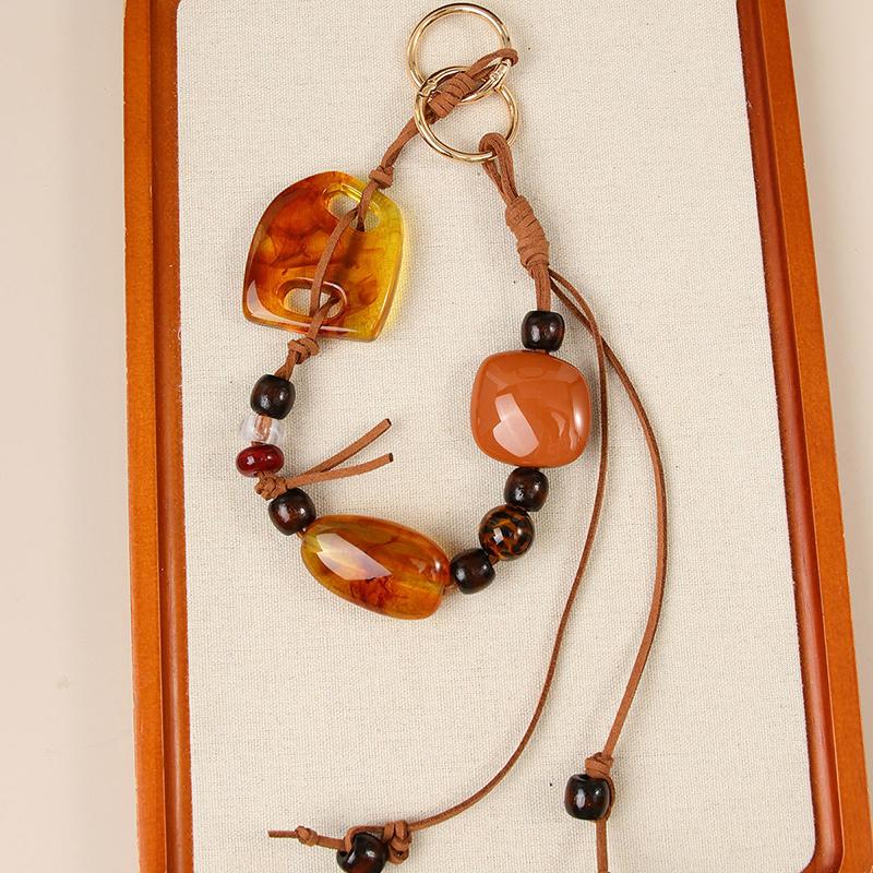 Colorful Resin Handbag Double Buckle Bead Hanging Tassel Amber Wristlet Purse Bag Belt Diy Bag Parts Accessories