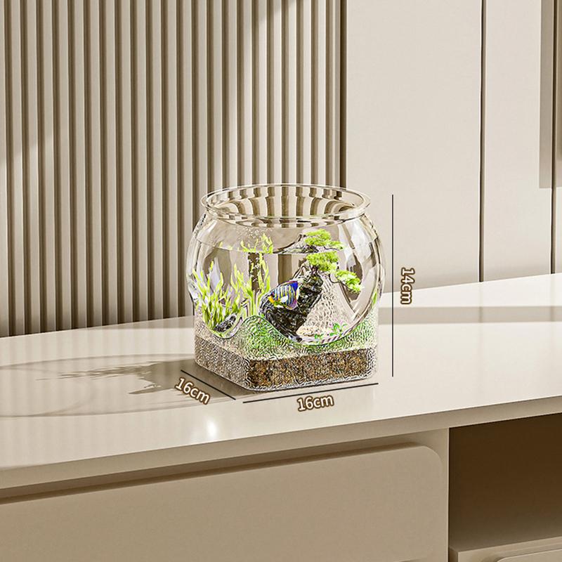 Ultra Clear Round Fish Bowl Plastic Removable Desktop Fish Tank Ultra Clear Viewing Tank Small Aquarium Tabletop Ornament