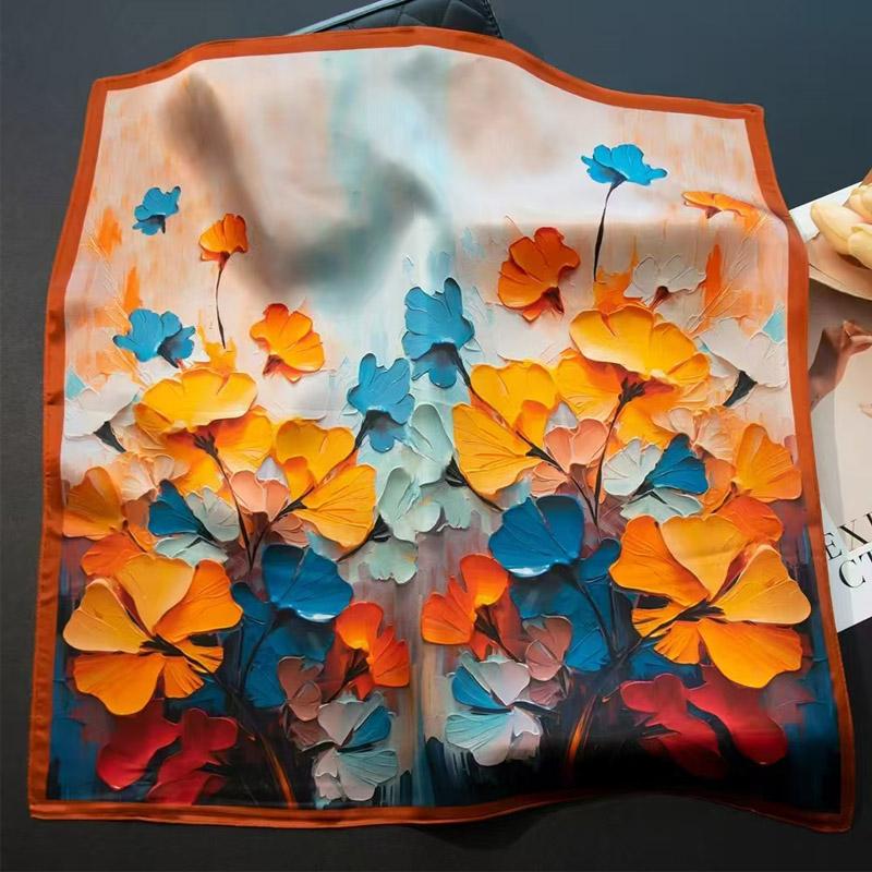 Luxury Silk Shawl Print Headscarf Versatile Hair Wrap Neckerchief Female Satin Square Scarf Women Headband Foulard Hijab Bandana