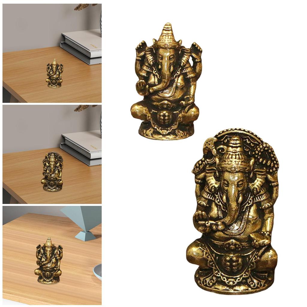 Decorative Buddha Statue Copper Elephant Figure Spiritual Desk Sculpture for Living Room and Festival Use