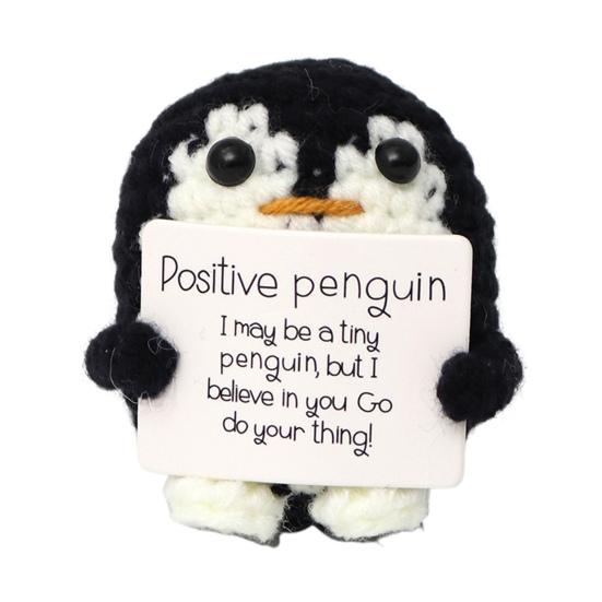 Positive Crochet Doll Handmade Crocheted Emotional Support Positive Animal Tabletop Ornament Birthday Gift for Family Friends Kids