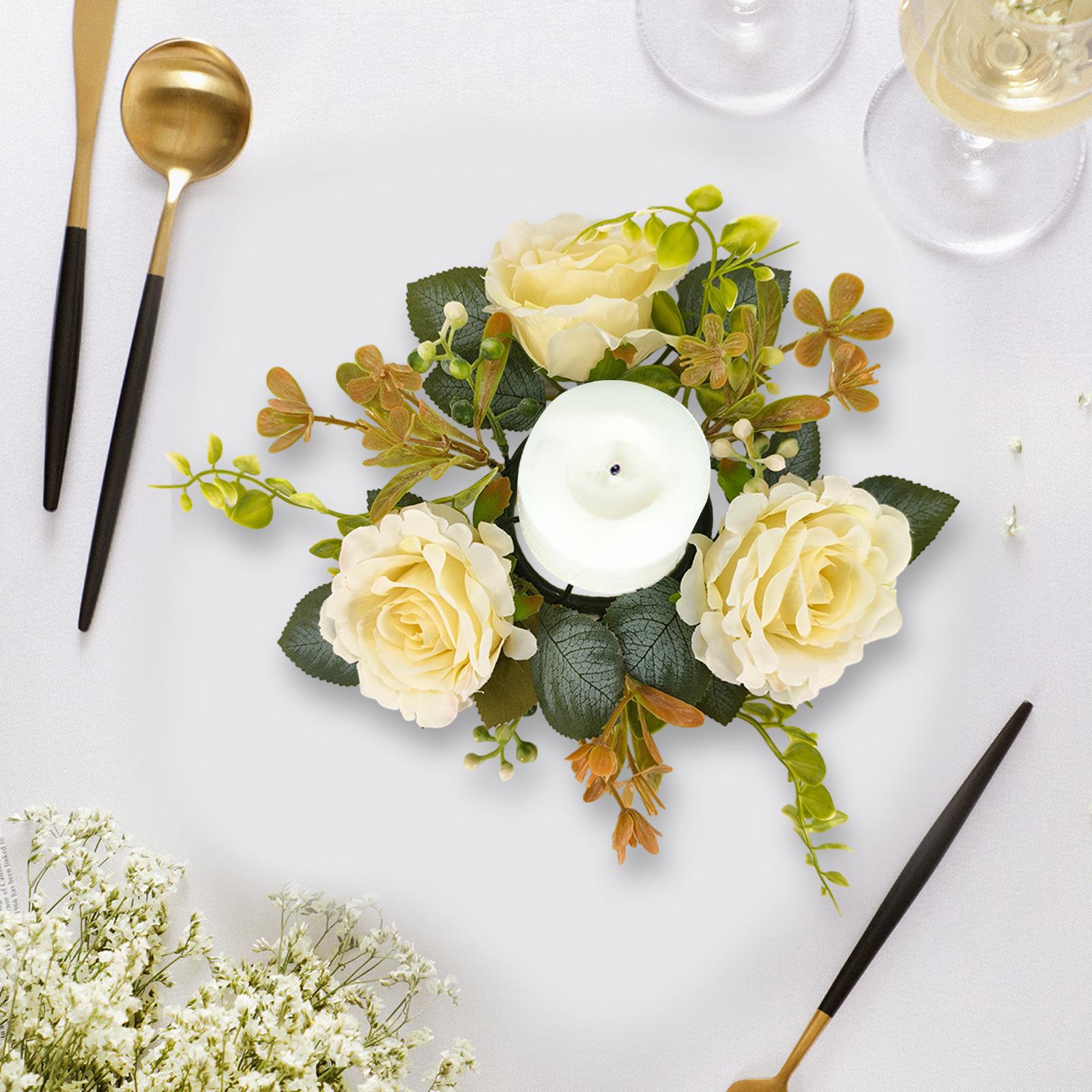 

Кольца для свечей, венок, креативные цветочные столбы, держатели свечей, гирлянда для гостиной, свадьбы, фермерского дома, праздничные атрибуты белый