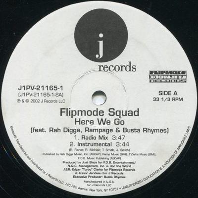 12inch Record FLIPMODE SQUAD, RAH DIGGA, RAMPAGE  - Here We Go J1PV211651 J Records 2002 US Rap & Hip-Hop/R&B Used