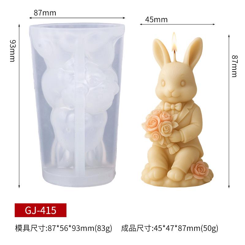 DIY Silicone Mold For Handmade Wedding Rabbit Scented Candle Aroma Stone