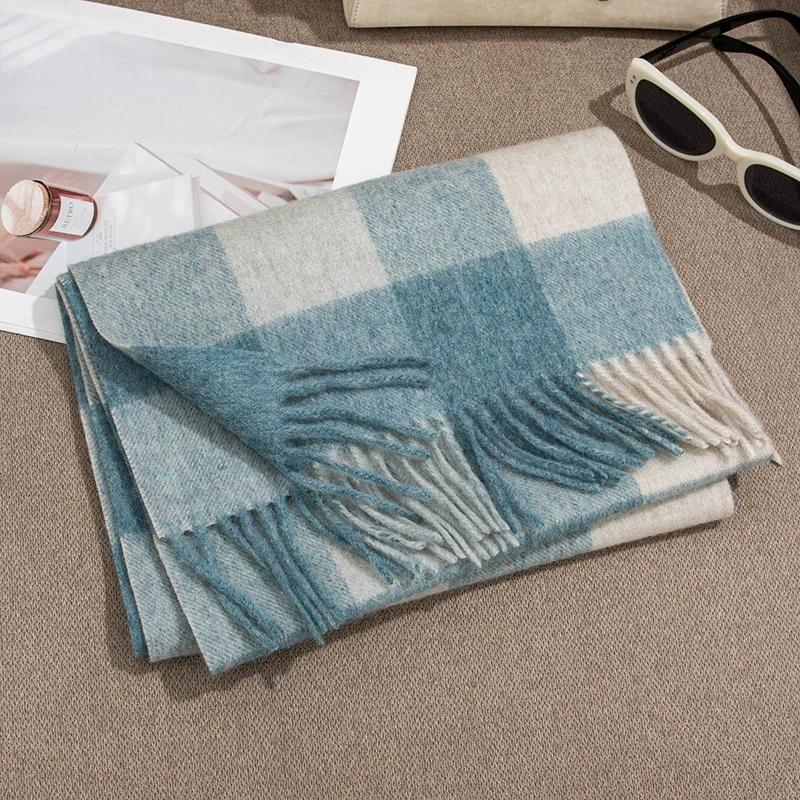 High Quality 100% Wool Scarf Men Female Fashion Classic Soft Cashmere Muffler Women Warm Thermal Shawl Outside Autumn Winter